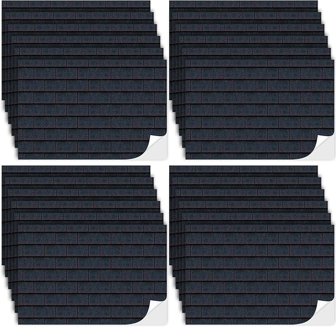 Flutesan 12 Pcs Miniature Dollhouse Wallpaper and Flooring Peel and Stick Mini DIY Self Adhesive Dollhouse Accessories 8.27 x 11.69 Inch (Roof Shingles Black Rectangular)