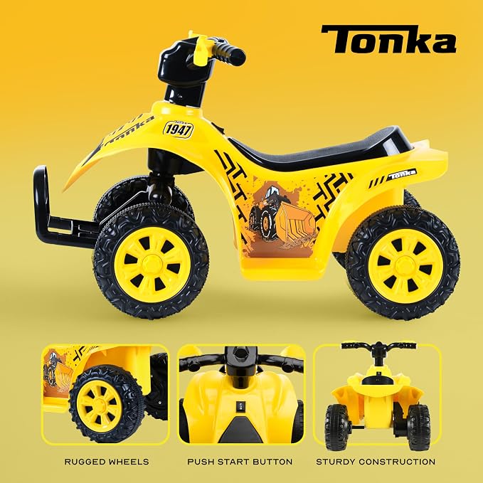 Tonka - 6V ATV Ride On Toy for Kids, LED Headlights, Battery Powered