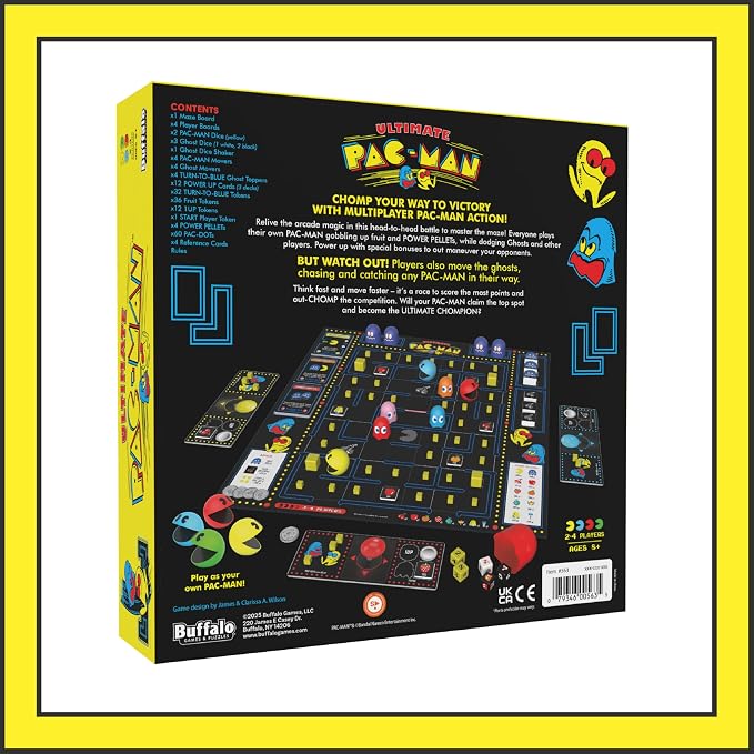 Ultimate PAC-MAN Board Game - Retro Arcade Classic! - Official Licensed - 2-4 Players, Ages 8+