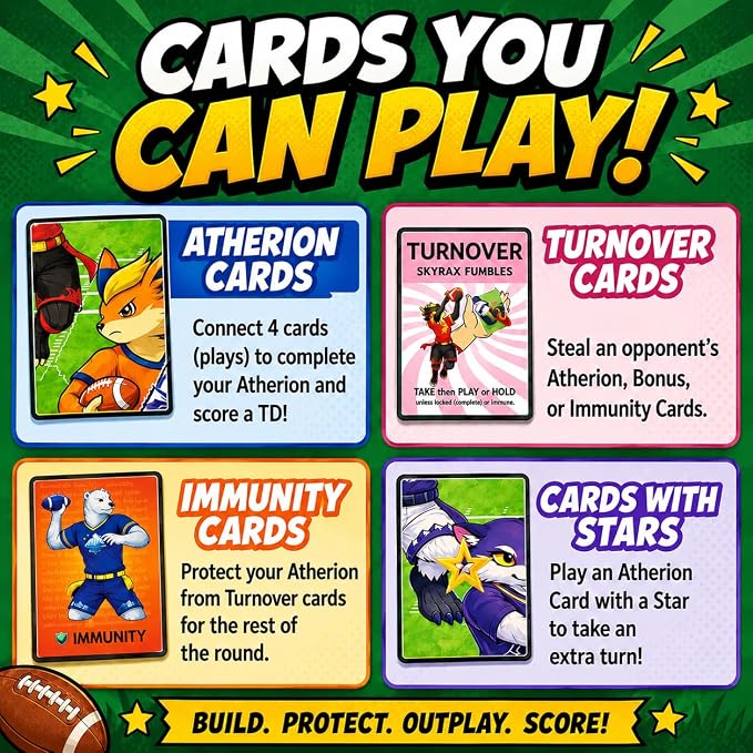 Flag Football Card Game, Gift for Boys & Families Ages 7+
