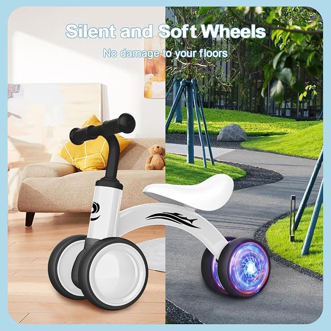 Gamfeiny Colorful Lighting Baby Balance Bike Toys for 1 Year Old Boy Girl Gifts, 10-36 Month Toddler Balance Bike, No Pedal 4 Silence Wheels & Soft Seat First Riding on Toys, 1st Birthday Gifts
