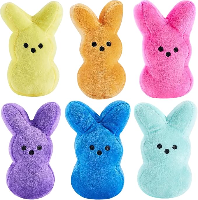 6PCS Easter Bunny Plush Toys,Easter Basket Stuffers Toys for Kids,Cute Easter Bunny Stuffed Animals Bulk Plushie,Easter Egg Fillers Party Favors Gift for Girls Boys