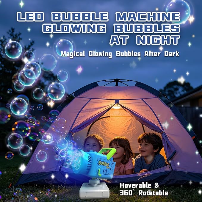 Kids Bubble Camera, Rechargeable Outdoor Bubble Machine with Tripod, USB Toy Gift for Party Birthday Camping