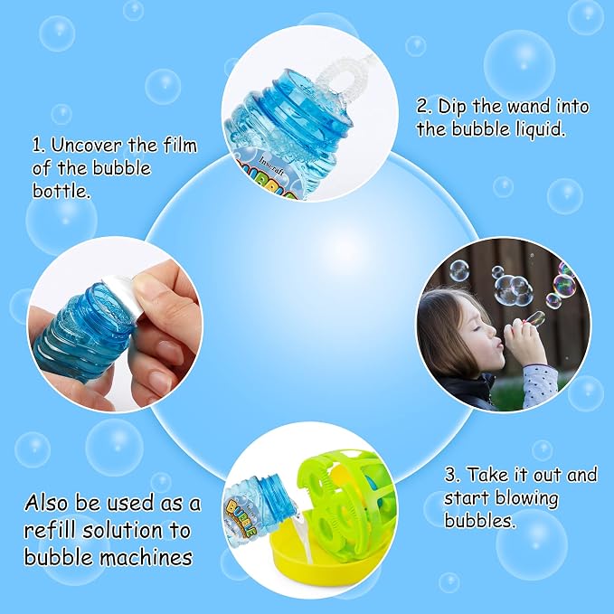 Inscraft 30 PCS Bubble Bottles with Wands Assortment for Kids, 2oz Bubbles Solution Each, Outdoor & Indoor Summer Toy, Weddings, Party Favors, Birthday, Refill for Bubbles Machine Blower