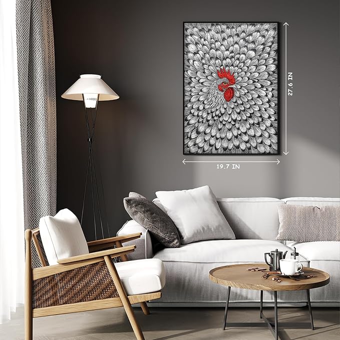 Impossible Puzzle for Adults 1000 Pieces, PICKFORU Funny Chicken Puzzle Abstract Art, Animal Rooster Jigsaw Puzzle Black White