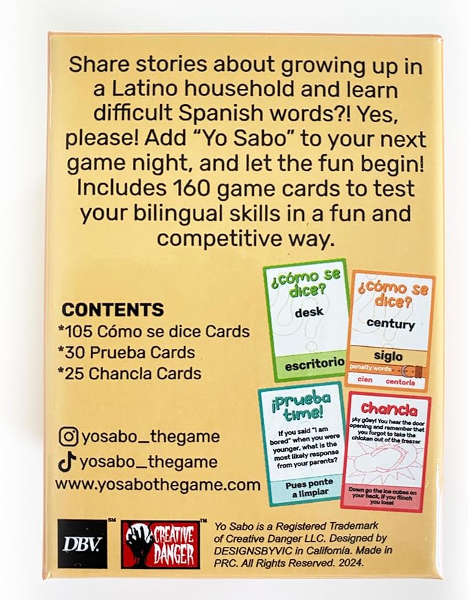 Yo Sabo: Edition 1 - The Original Bilingual Card Game - Learn Spanish with Cómo Se dice, Fun Trivia, & Challenge Cards - Family-Friendly - 160 Cards