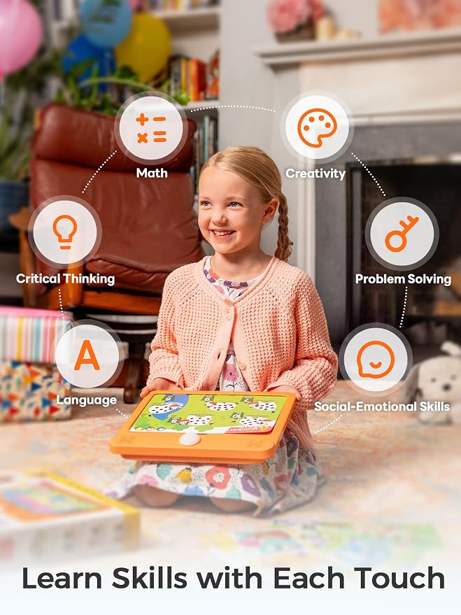 Think Academy Learning Pad - Screen Free Tablet with Flash Cards Inserted to Learn Alphabet, Numbers, Early Math, Logic, Nature and Daily Life, Educational Toys Gift for 3 4 5 Years Old Boys Girls