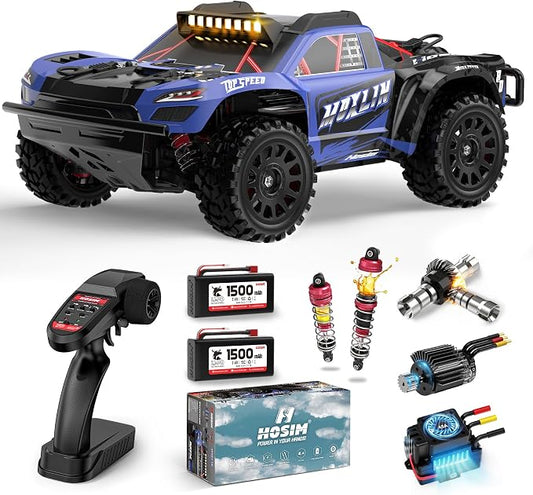 Hosim 1/14 Brushless RC Car for Adults 60KM/H, Fast Hobby RC Trucks 4WD Off Road RC Car for Kids, All Terrain Electric Remote Control Car, Waterproof RC Short Course Truck Toy Gift for Boys Age 8+