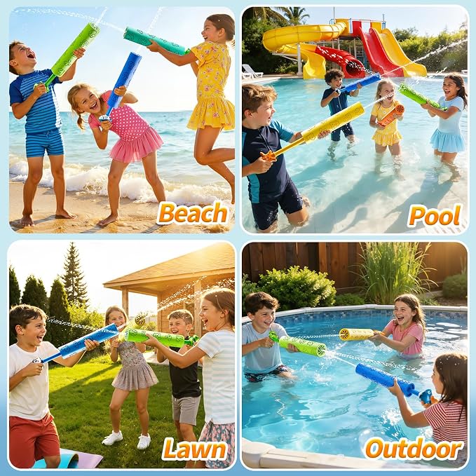 6 Pack Water Guns for Kids Adults, Pool Toy for Boys Girls Ages 4-8 8-12, Ideas Gift Toys for Summer Outdoor Swimming Pool Backyard Beach Water Game
