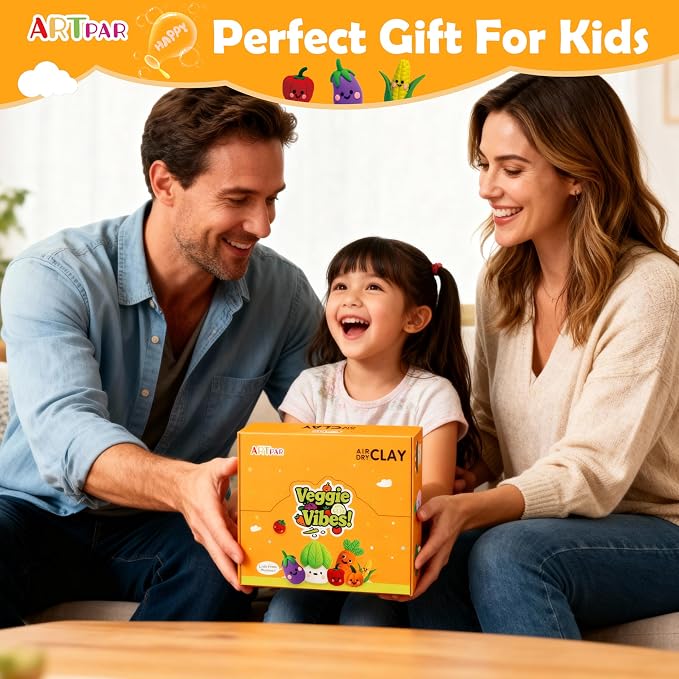 ARTPAR Air Dry Clay Kit for Kids - Vegetable Modeling Magic Clay Set, Soft & Non-Sticky with Tools & Tutorials, DIY Classroom Art Activities,School Crafts & Party Favors Birthday Festive Gifts