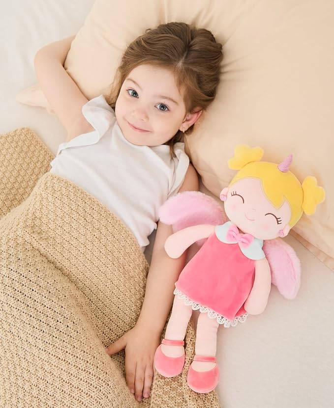 GAGAKU Soft Baby Doll Toys (17'') for Girls, My First Baby Rag Dolls for 1 Year Old Girl Birthday Gift Plush Doll Toys Machine Washable Baby Doll for Toddler Kids Infants - Unicorn Girl with Wings