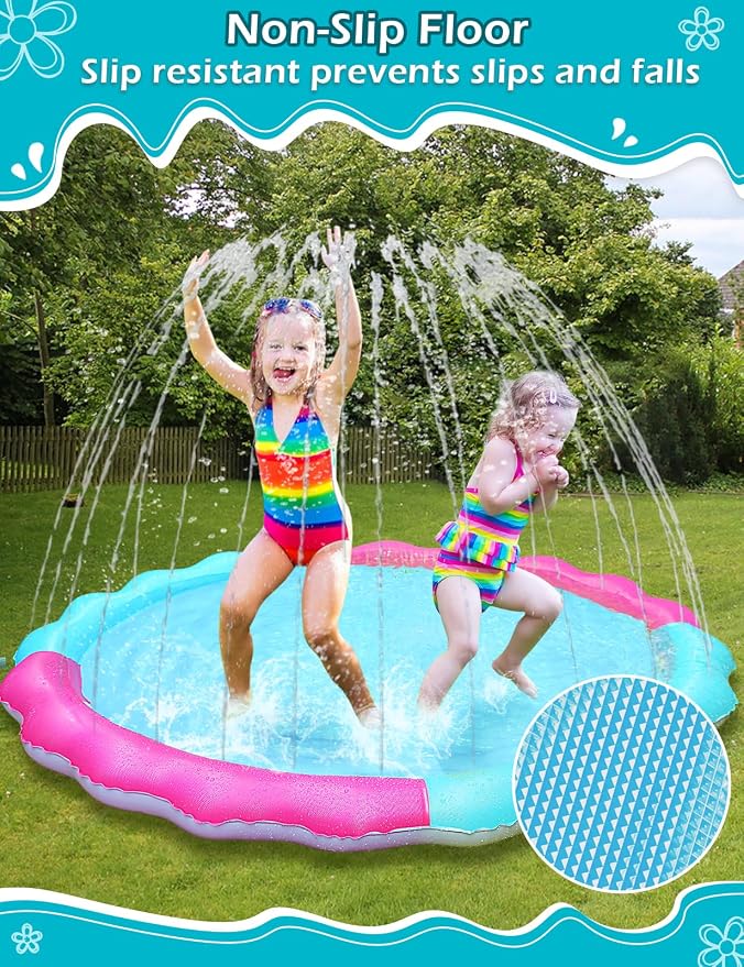 Kids Dog Splash Pad Sprinkler - Jasonwell Non Slip Dog Sprinkler Pad Splash Pool Puppy Dogs Pool Summer Outdoor Water Toys Backyard Durable Splash Pad for Toddlers Kids Small Medium Large Dogs Pet