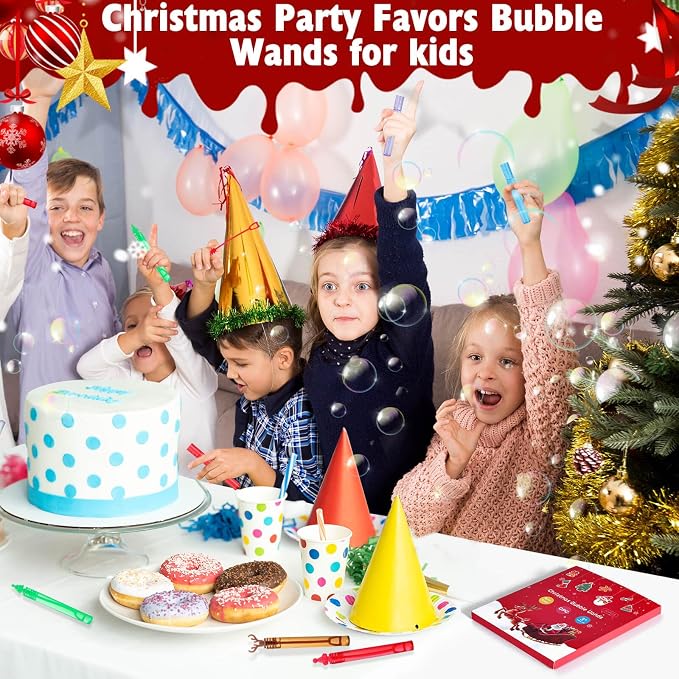 Christmas Party Favors Mini Bubble Wands for Kids 30PCS Christmas Stocking Stuffers Goodie Bags Stuffers Small Bubbles in Bulk for Classroom Prizes Outdoor Toys Student Gifts for Toddlers Girls Boys