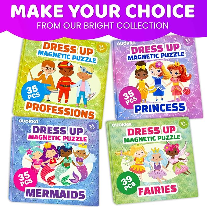 Quokka Magnetic Dress-Up Dolls for Girls Boys with 35 Magnetic Pieces - Creative Magnetic Play Set for Home or Travel - Perfect Paper Dolls for Ages 3 and Up, Boost Storytelling with Fairies