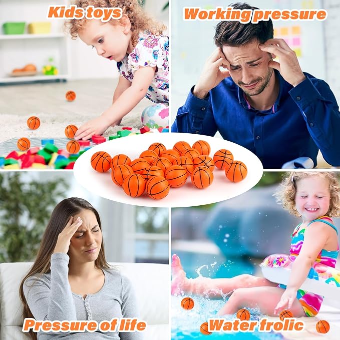 Hxezoc Mini Basketball Stress Balls 20 Packs Basketball Foam Sports Balls Small Squeeze Anxiety Bulk Toy Ball for Kids Basketball Birthday Party, School Carnival Party Supplies