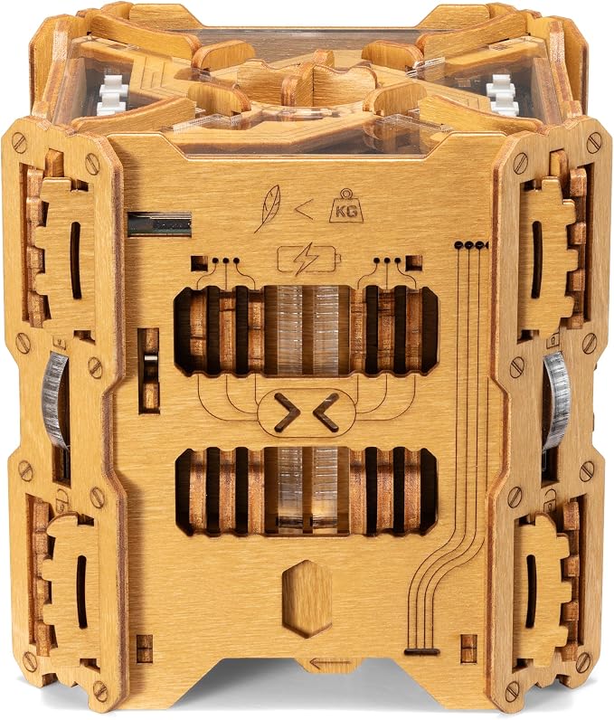 Puzzle Potato Tesla Box - Electronic Puzzle Box - Escape Room Game in a Box - Brain Teaser - 3D Wooden Puzzle for Adults - Money Puzzle Box for Cash Gift - Birthday GiftBox MoneyBox