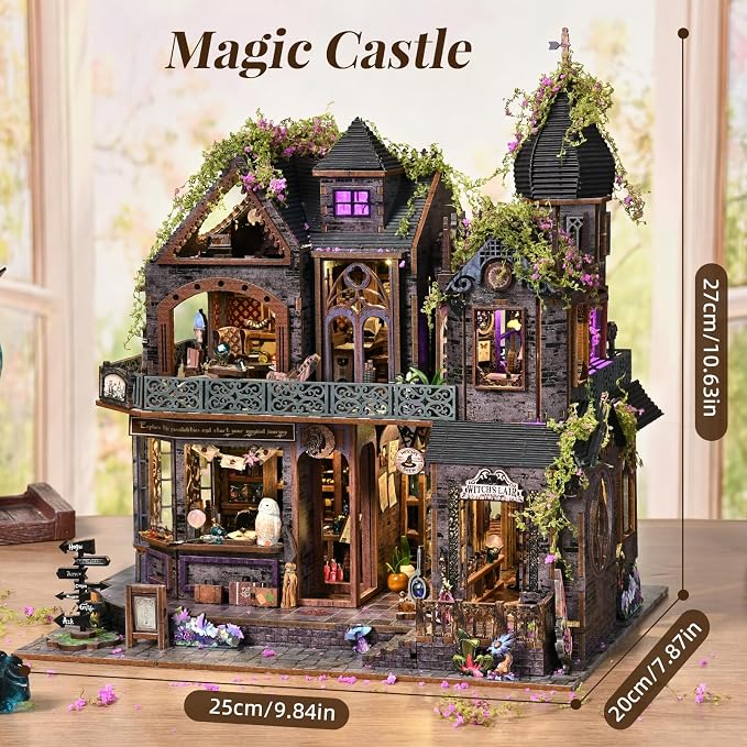 TOYQI Mini House Kit, DIY Miniature Dollhouse Book Nook for Adult | 3D Wooden Puzzle Booknook with LED Light, Diorama Building Home Decor Gifts for Family Lovers