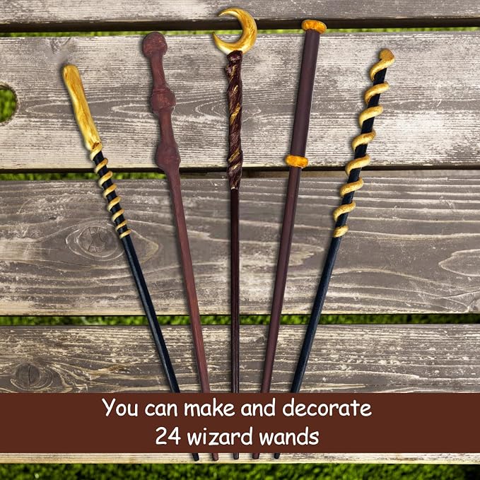 Maikoi Magic Wizard Wand Making Kit DIY Craft Set for Kids Adult Birthday Party Gift Make Your Own 24 Wands (67-Piece)