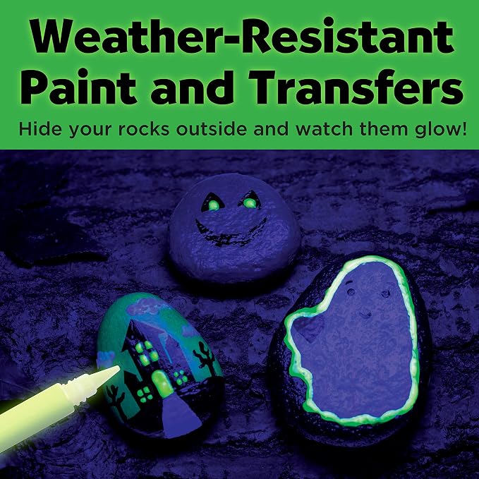 Creativity for Kids Hide & Seek Halloween Rocks | DIY Rock Painting Kit with Glowing Transfers | Fun Halloween Activities & Gifts (Ages 6+)