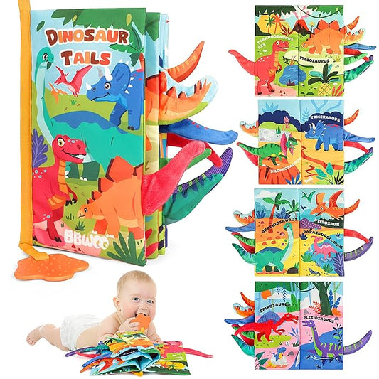 BBWOO Soft Baby Book Toy - Newborn Boy Girl Shower Gift - Tummy Time Toy for Infant 0-6 6-12 Months - Touch and Feel Sensory Crinkle Book with Teether - Baby Boy Girl Gift