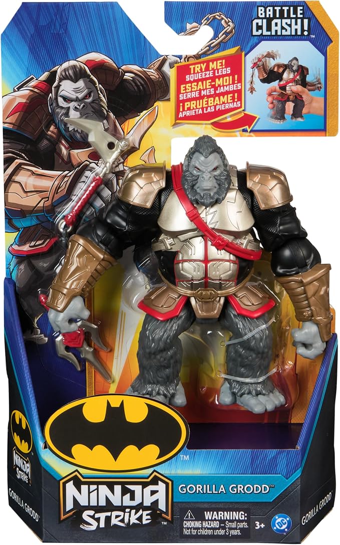 DC Comics, Batman Battle Clash 6” Ninja Strike Gorilla Grodd Action Figure with 2 Ninja Accessories, Super Hero Kids Toys for Boys and Girls Ages 3 & Up