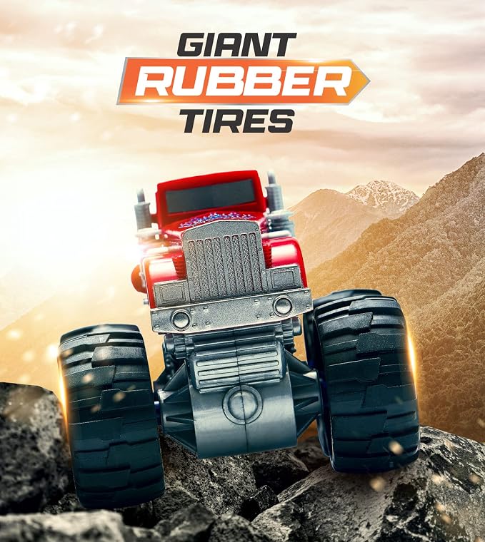 Team Power Monster Trucks Toys for Boys and Girls, 4-Wheel Drive Friction Powered 6-Pack Push and Go Toy Cars with Giant Wheels, 360° Crazy Stunts, Age 3, 4-7 and Above [Amazon Exclusive] (6 Pack)