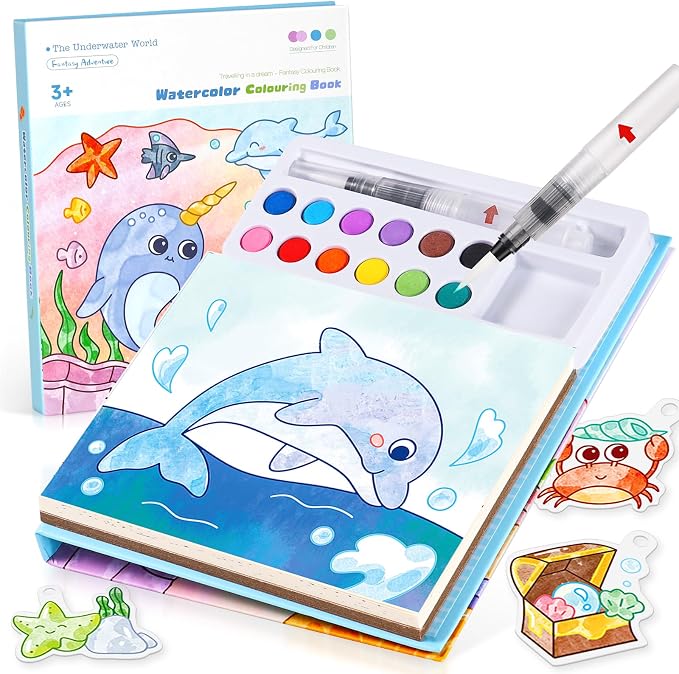 Accevo Paint with Water Coloring Books for Toddlers, Mess Free Watercolor Painting Sets Activity for Kids Arts Crafts Gift Toy for Boy Girl Ages 4 5 6 7 8 Christmas Stocking Stuffers Birthday