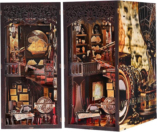 Book Nook Kit DIY Miniature House Dollhouse 3D Puzzle | Booknook Bookend Bookshelf Decor Tiny House Model Build with Sailboat Models, Gifts for Family and Friends