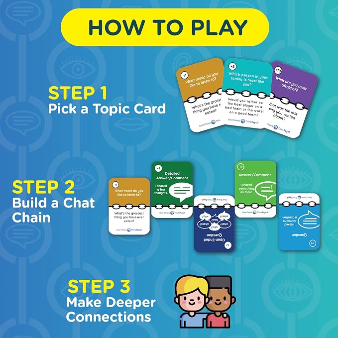 ThinkPsych Chat Chains - The Game that Connects Us | Social Skills Games | Therapy Games for Teens and Kids | Ages 8-99 | Therapy Conversation Cards | 15 Mins Playtime