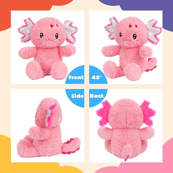 Talking Axolotl Repeat What You Say Musical Stuffed Animal Shaking Singing Plush Toy Electric Interactive Animated Salamander Plushies for Kids Girls Boys Birthday