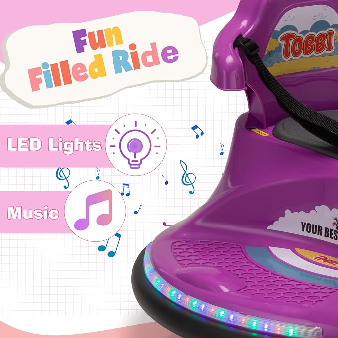 TOBBI Kids Snail Bumper Car, 12V Battery Powered Toddler Electric Ride On Toy with Parent Remote Control/Funny Stickers/360 Degree Spin for Children of Aged 1-6-Violet