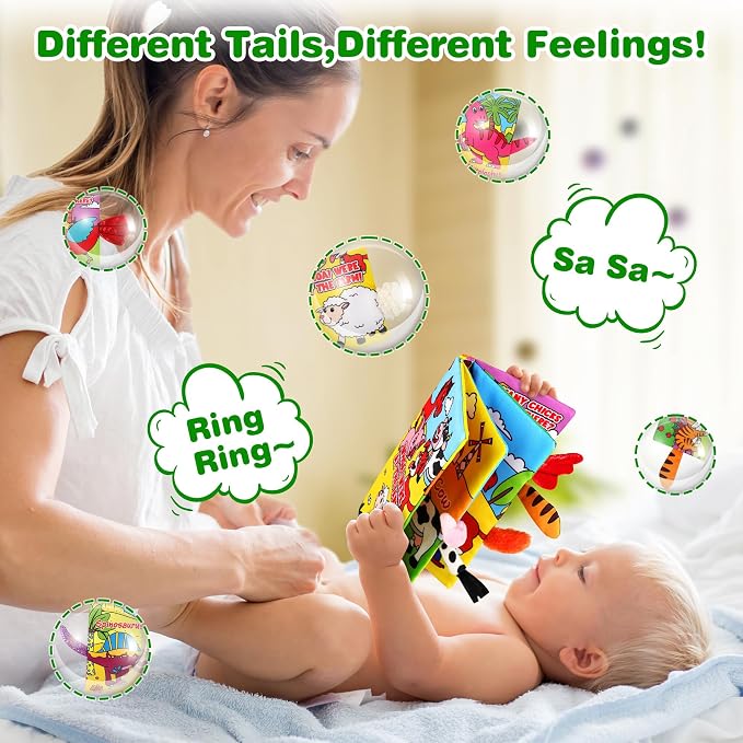 Vanmor 2 PCS Crinkle Baby Books 0-6 Months, Sensory Touch Feel Busy Soft Activity Book for Infants, Dinosaur & Farm Travel Toys, Newborn Must Haves Shower Gifts for Baby Boy Girl