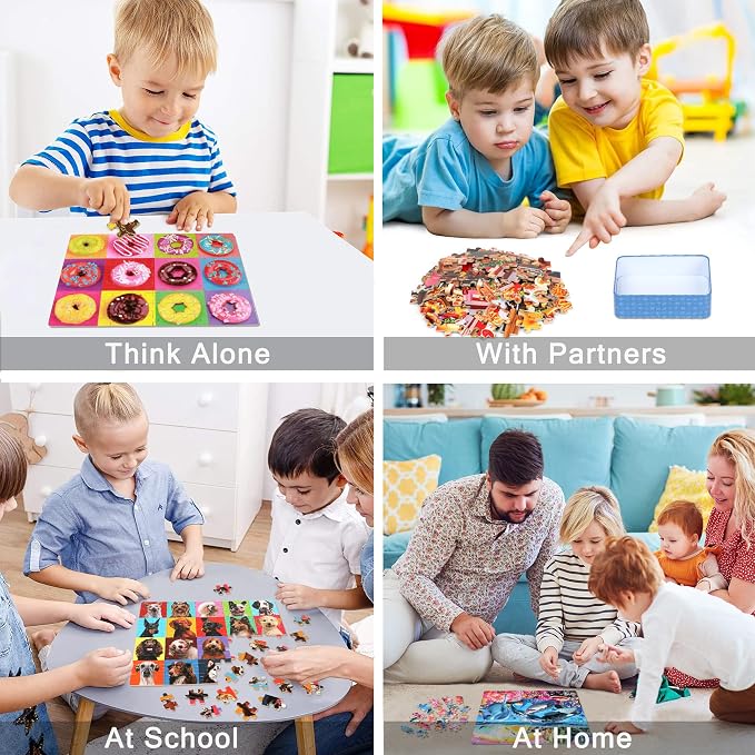 LELEMON Puzzles for Kids Ages 4-6,6 Pack 100 Piece Puzzles for Kids Ages 4-8 in a Metal Box,Educational Jigsaw Puzzles Puzzle Games Puzzle Toys for Girls and Boys