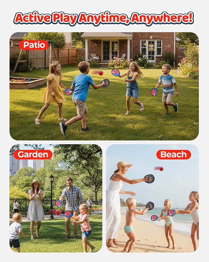 Toss and Catch Ball Game Set, Toddler Baseball Glove for Beach Pool Yard, Kids Sports & Outdoor Play Toys with Family, Fun Birthday Gift for Ages 3 4 5 6 7 8-12 Year Old Boys Girls