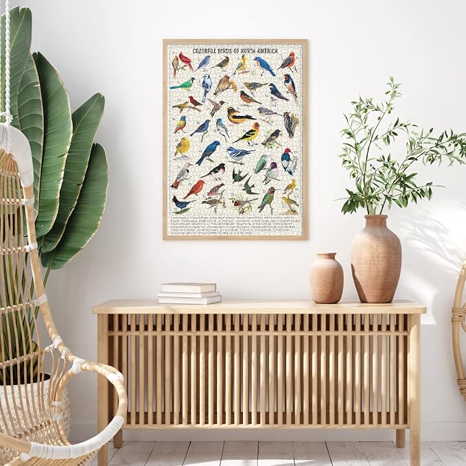 Vintage Bird Puzzles for Adults 1000 Pieces, Animal Hummingbird Puzzle of 36 Colorful Birds in North America, Bird Jigsaw Puzzles Nature