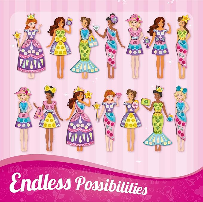 Imagimake DIY Magnetic Dress-Up Princess |Pretend Play Magnetic Toys for Kids | 30 Magnetic Dresses & Accessories | Interchange & Create Unlimited Outfits | Birthday Gift for 3,4,5,6,7,8 Year Old Girl