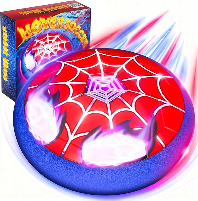 Light Up Hover Soccer Ball for Kids,Glowing Web Design & LED Eyes Air Floating Soccer Toys,Indoor Games with Soft Foam Bumper,Fun Sports Games for Boys Girls Age 3 4 5 6 7 8 9 10 11 12, Birthday Gifts