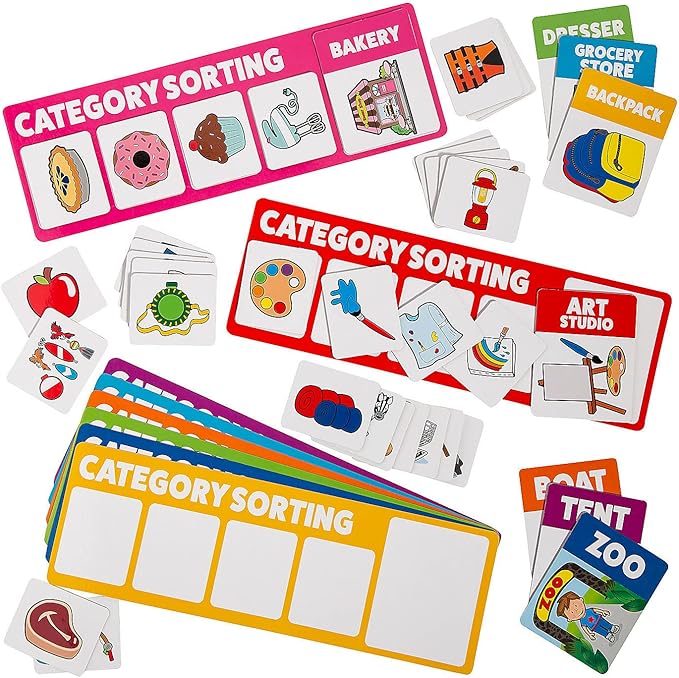 Fun Express Preschool Learning Activities Category Sorting Picture Cards 48 Piece Set - Matching Game for Toddlers 3-5 Years | Kindergarten Classroom Daycare Educational Sorting Toys for Kids 2-4
