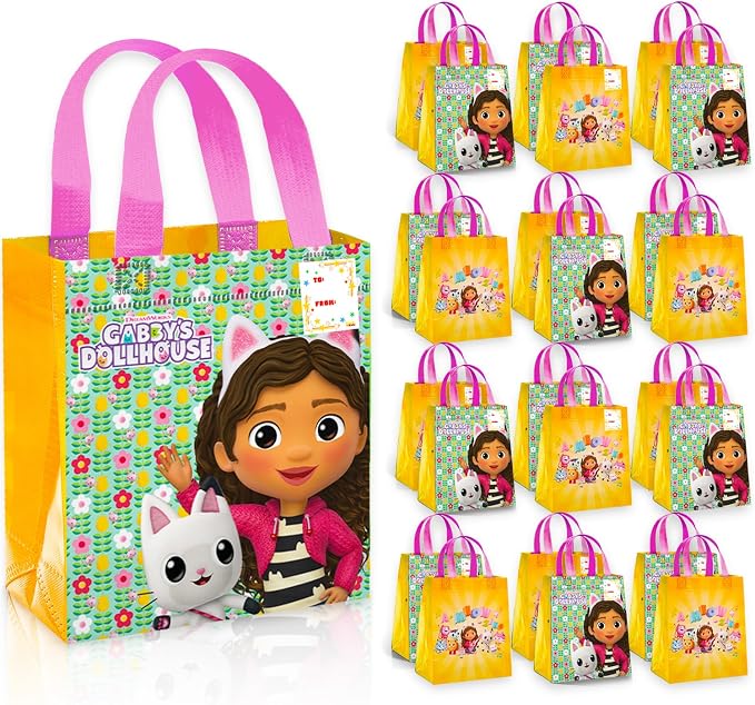 Gabby's Dollhouse Party Favor Bag Set – 24 Pack of 8" Gabby Party Goodie Bags for Kids Bulk Reusable Totes | Gabbys Dollhouse Birthday Supplies
