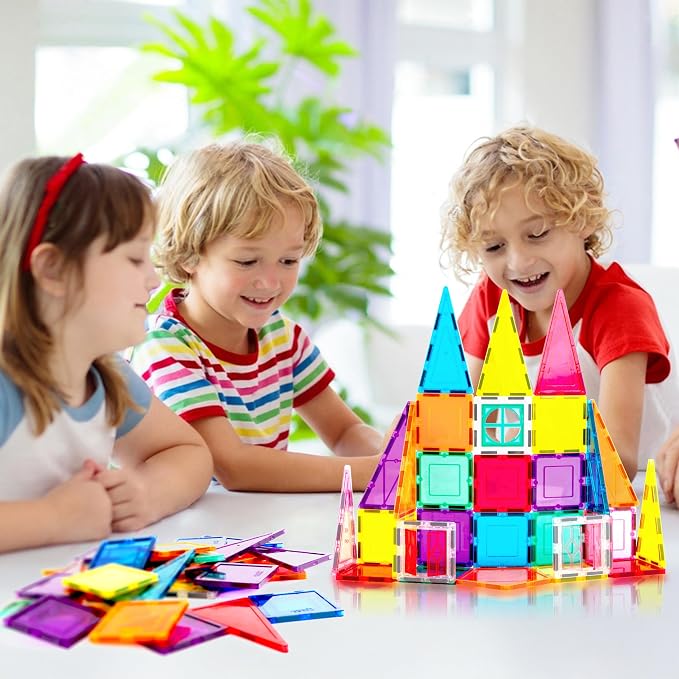 PicassoTiles Magnetic Tiles Rocket Set Construction Toy Magnet Building Block Engineering STEM Learning Child Brain Development Stacking Kit Window Door Playboard for All Ages 3 and Up PT36B