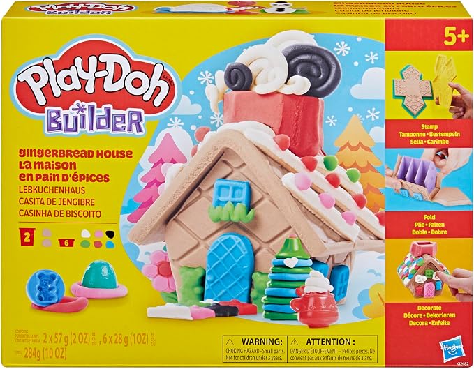 Play-Doh Builder Mini Gingerbread House, Arts & Crafts Toy Building Kit, Multi-Season Set with 8 Play-Doh Cans for Kids Ages 5+ (Amazon Exclusive)