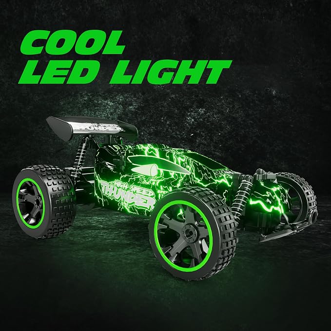 Tecnock RC Cars for Kids, 1:18 Scale 2WD RC Car with LED Lights, 2.4GHz Remote Control Car with USB-C Easy Charging & 50 Mins Playtime, Toys Gifts for Boys & Girls Ages 8-12