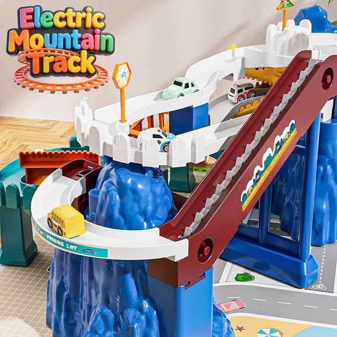 Dinosaur Car Race Track Set with 10 Racer Cars & Large Play Mat - 168 Pcs Dinosaur Toy Race Track for Boys 3-5 5-7, Flexible Train Track Construction Playset, Birthday Gifts for Kids Girls Age 3+