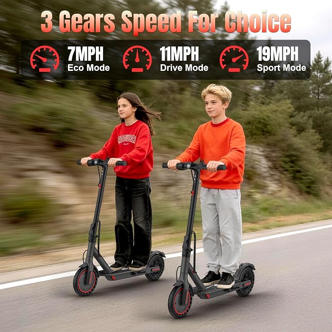 WERHY Foldable Kids Electric Scooter for Aged 6-10, 350W Motor, Max 12/16Miles Long Range, 19 MPH Max Speed, 8.5" Solid Tire, Lightweight Foldable E-Scooter with Dual Braking, Digital Display