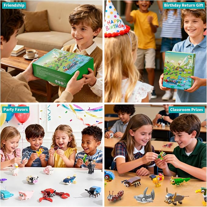 30 Packs Party Favors for Kids - 919 PCS Animal Building Blocks Toy Mini Sets Party Favors, Goodie Bags Stuffers Classroom Prizes Return Gifts Easter Bulk Gifts Boys Girls Student Ages 6+