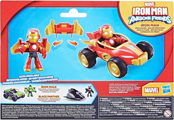 Marvel Iron Man and His Awesome Friends Iron Racer Action Figure & Toy Vehicle, 3-Inch Action Figures, Super Hero Toys for Kids, Ages 3+