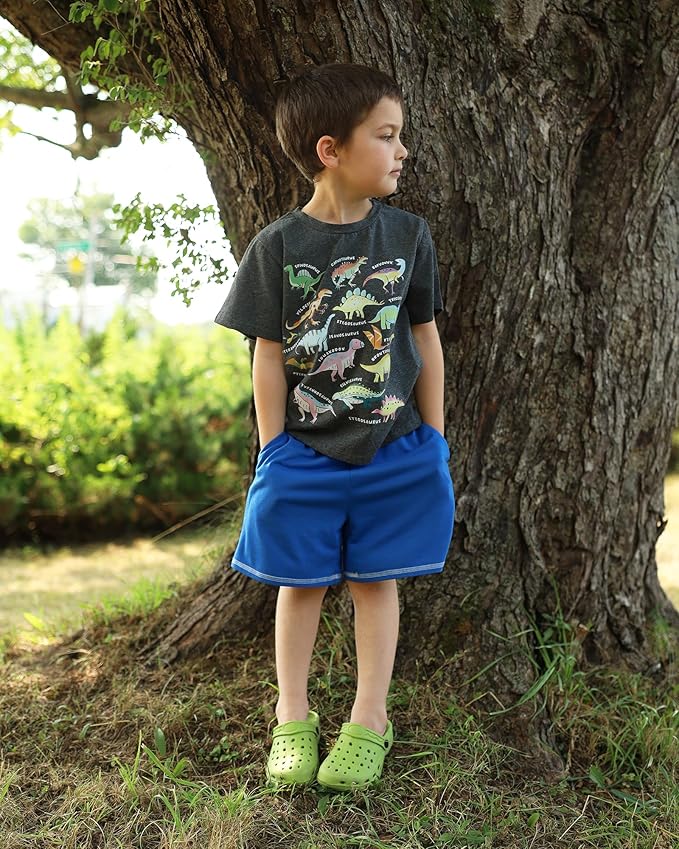 Lovekider Cotton Shirt for 3-6T Boys Truck Dinosaur Toddler Kids T-Shirt Short Sleeve Excavator Construction T-Rex Tee Shirts