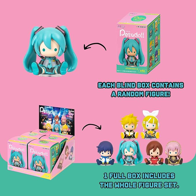 Hamee RE-Ment Hatsune Miku Blind Box Figure for Birthday Gift, Party Favor, Collectible Toy (Hatsune Miku petadoll - Piapro Characters) – 6 Pc. (Full Set)