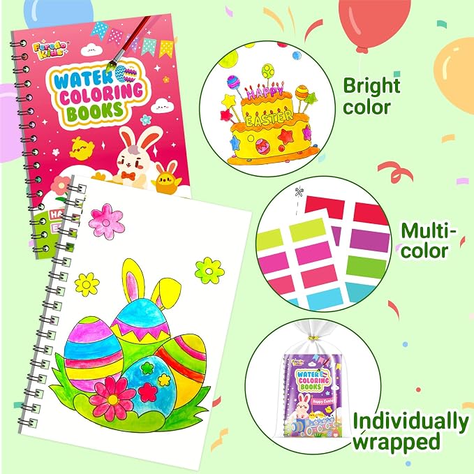 Easter Coloring Books Party Favors for Kids - 24 Pack Mini Water Coloring Books for Kids, Easter Basket Stuffers Students Classroom Gifts Bulk, Birthday Return Gifts Party Favors Bulk