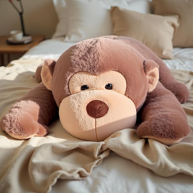 Large Weighted Monkey Stuffed Animal, 27" Big Soft Plush Toy,3.3lb Giant Cute Cuddly Gift for Babies, Boys, Girls,Girlfriend on Christmas, Valentine's Day